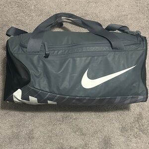 Nike Duffel Bag Gray White Swoosh Gym Travel Sports One Size